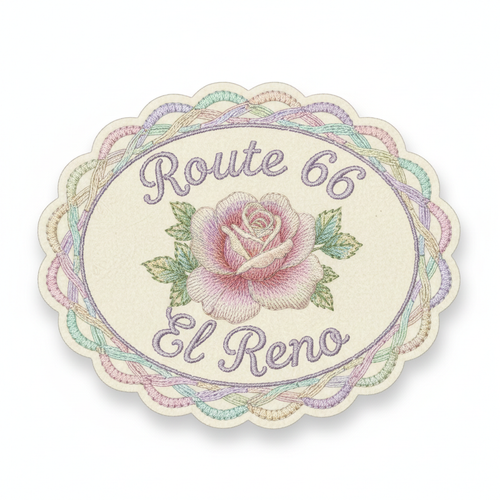 El Reno Route 66 pastel rose badge embroidered patch